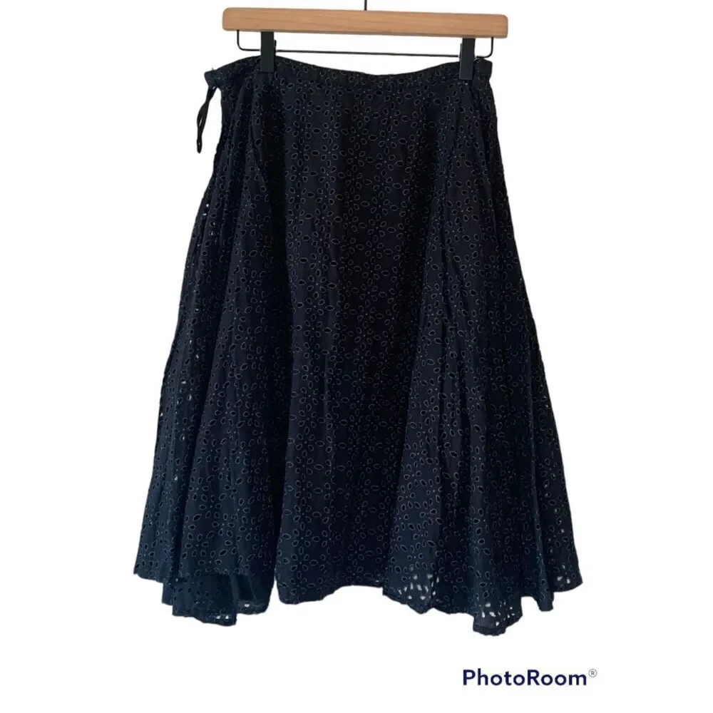 Jasmine KC Women's Black Eyelet A-Line Midi Skirt Size S